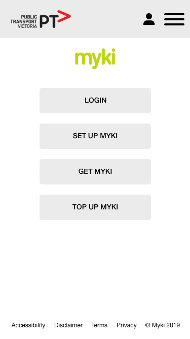 Myki Online Top Up Design for Mobile